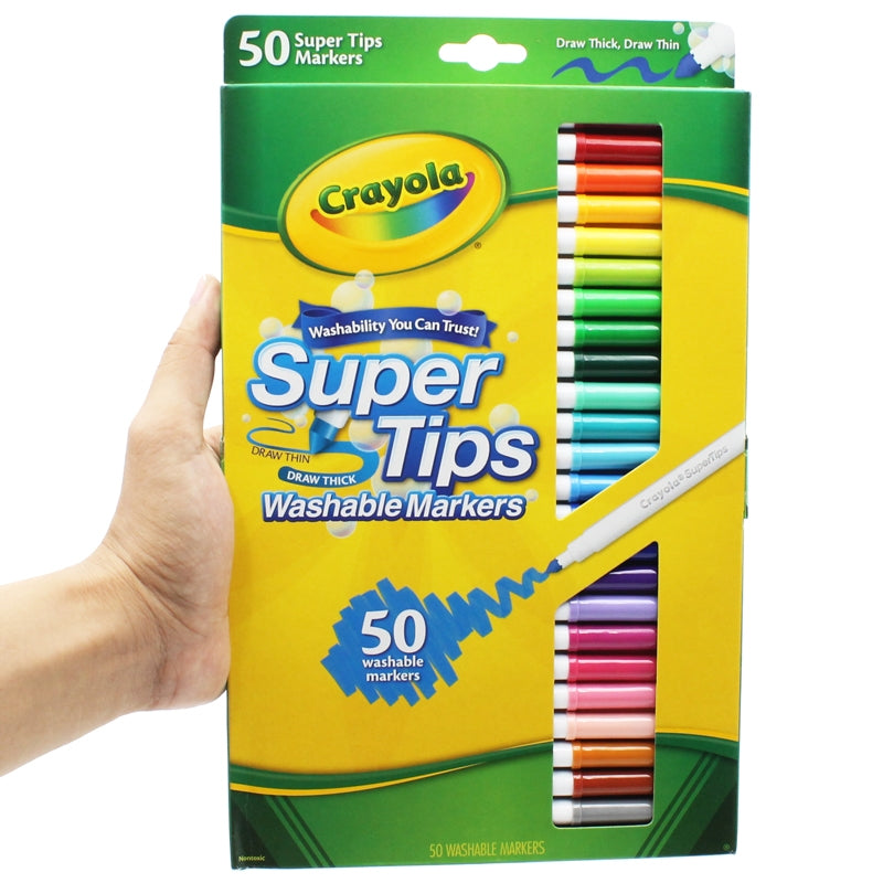 Hộp 50 Bút Lông Màu Super Tips Washable Markers - Crayola | Phụ Kiện tô màu | Tranh treo tường | Trang trí tường