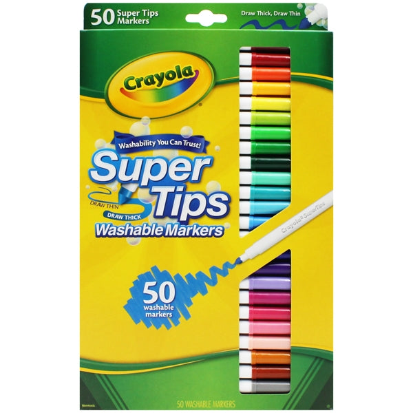 Hộp 50 Bút Lông Màu Super Tips Washable Markers - Crayola | Phụ Kiện tô màu | Tranh treo tường | Trang trí tường